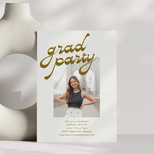 Convite Retro Modern Script 2026 Photo Graduation Party (Criador carregado)