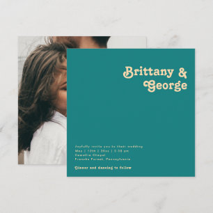 Convite Retro Moderno   Casamento com Fotografias na Praç