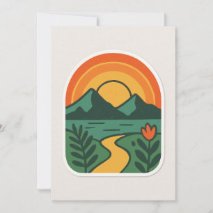 Convite Retro Nature Sunset - Montanha Vintage