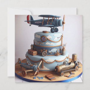 CONVITE RETRO OLHA AVIÃO TEMIDO BOLO DE ANIVERSÁRIO