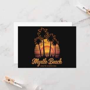 Convite Retro Palm Tree Sunset South Carolina Myrtle Beach