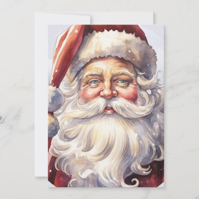 Convite Retro Papai Noel num Chapéu Vermelho de Natal (Frente)