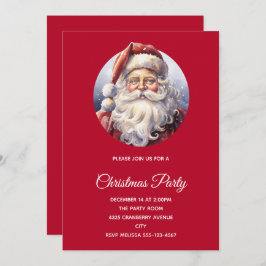 Convite Retro Papai Noel num Natal Red Hat