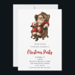 Convite Retro Papai Noel Sentado em Cadeira de Natal<br><div class="desc">Convite de festas de Natal com uma imagem de estilo vintage apresentando o clássico Papai Noel sentado em uma cadeira antiga de braço.</div>