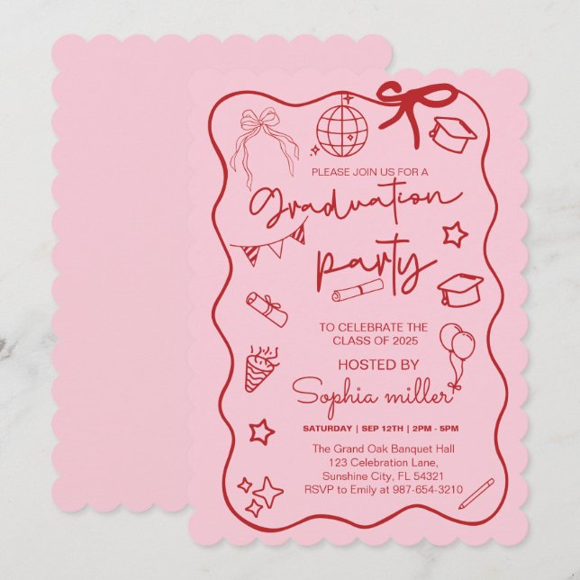 Convite Retro para Festa de Graduação Turma de 202 (Frente/Verso)