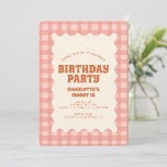 Convite Retro Peachy Checker Doce 16 Festa de aniversário<br><div class="desc">Retro Peachy Checker Doce 16 Festa de aniversário</div>