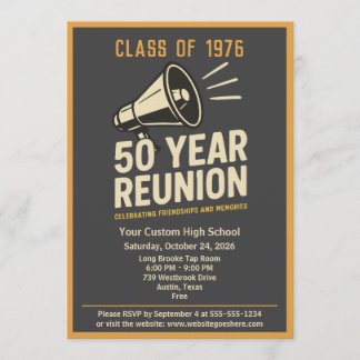 Convite Retro Pep Rally Style 50 Year Class Reunion