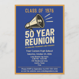 Convite Retro Pep Rally Style 50 Year Class Reunion