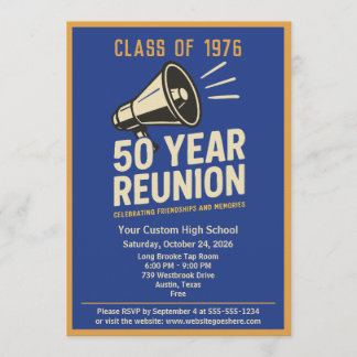 Convite Retro Pep Rally Style 50 Year Class Reunion