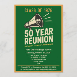 Convite Retro Pep Rally Style 50 Year Class Reunion