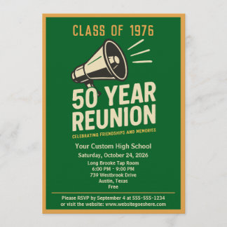 Convite Retro Pep Rally Style 50 Year Class Reunion