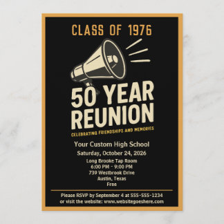 Convite Retro Pep Rally Style 50 Year Class Reunion