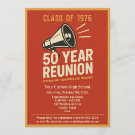 Convite Retro Pep Rally Style 50 Year Class Reunion