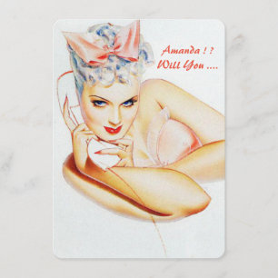 Convite Retro personalizado seja minhas dama de