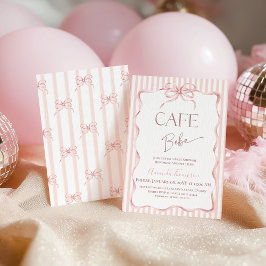 Convite Retro Pink Bow Cafe Bebe Girl Coffee Baby Shower