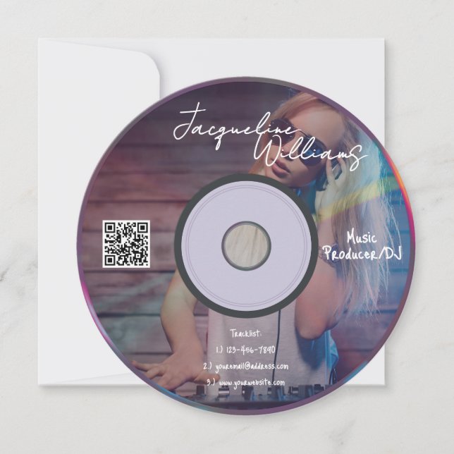 Convite Retro Pink Music Producer CD DJ Business Card (Frente)