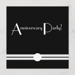 Convite Retro preto e branco do aniversário do art deco