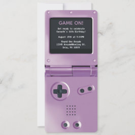 Convite Retro Purple Handheld Gaming Birthday Invitation
