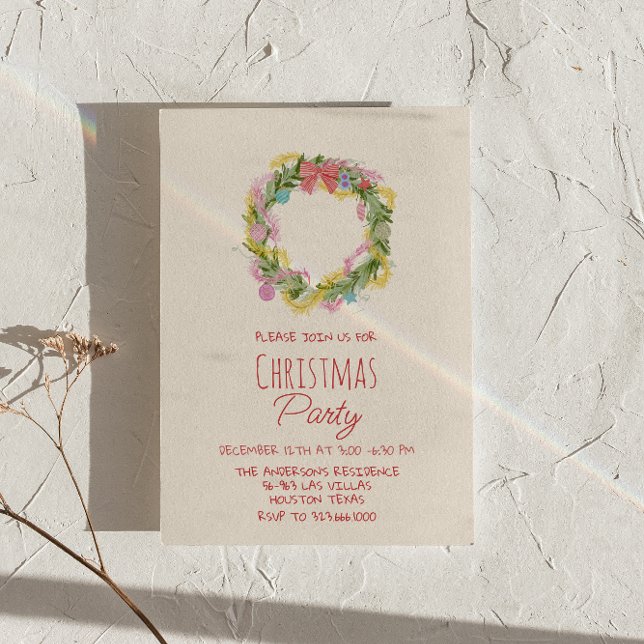 Convite Retro Quirky Colorky Arco Wreath Party (Criador carregado)