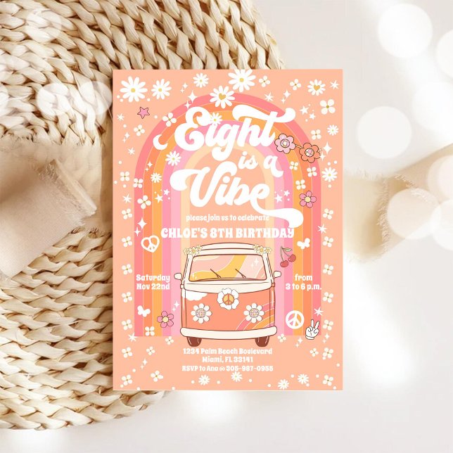 Convite Retro Rainbow Birthday Invitation (Criador carregado)