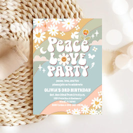 Convite Retro Rainbow Birthday Invitation