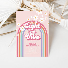 Convite Retro Rainbow Eight é uma Vibração de 8º Aniversár