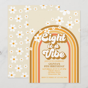 Convite Retro Rainbow Eight é uma Vibração Groovy 8º Anive