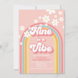 Convite Retro Rainbow Nine é uma Vibração Groovy 9º Aniver