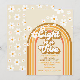 Convite Retro Rainbow Oito é um Vibe Groovy 8º aniversário