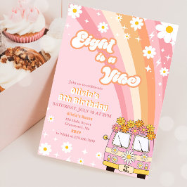 Convite Retro Rainbow Oito é um Vibe Groovy 8º aniversário