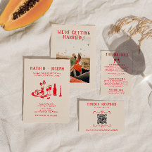 Retro Red Hand Drawn Scribble Quirky Wedky