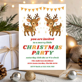 Convite Retro Reindeer Editable Christmas Party