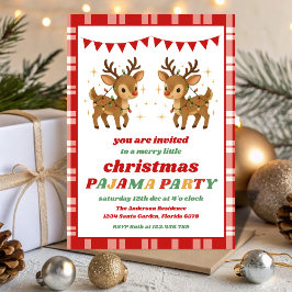 Convite Retro Reindeer Pajama Christmas Party Editable