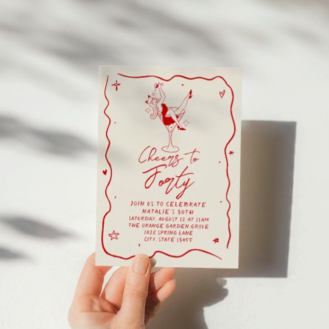 Convite Retrô Retraiu Cheios Para Quarenta aniversário de  (Criador carregado)