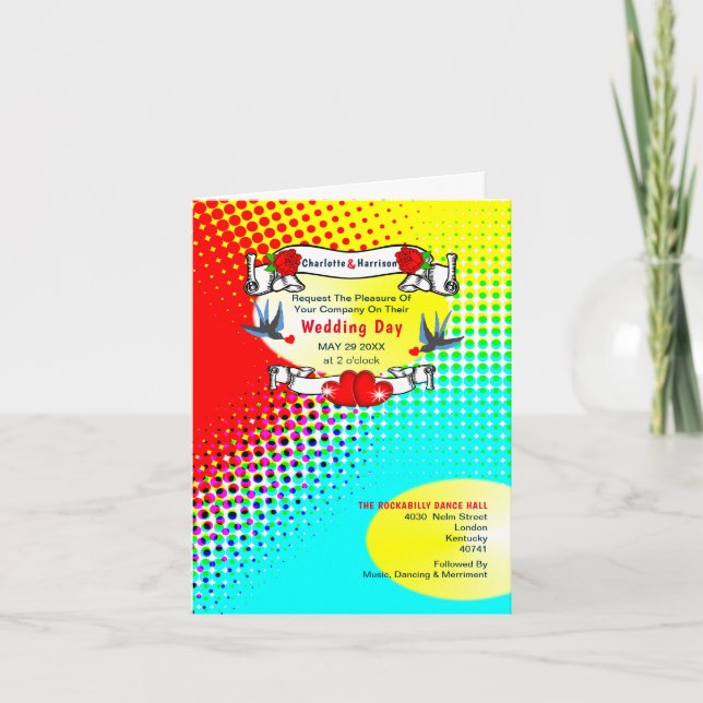 Convite Retro Rockabilly Wedding (Frente)