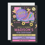 Convite Retro Roller Skate 80s 90s Theme Birthday<br><div class="desc">Let’s Roll Birthday Invitation,  Roller Skate Party Invite,  Retro Roller Skate Birthday Invitation,  Retro 80s Skate Party

Perfect for a roller skating party,  retro birthday,   80s or 90s themed celebration

All designs are © Happy Panda Print</div>