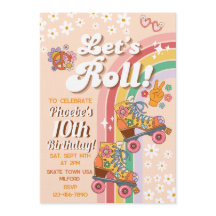 Retro Roller Skate Groovy Birthday Invitation
