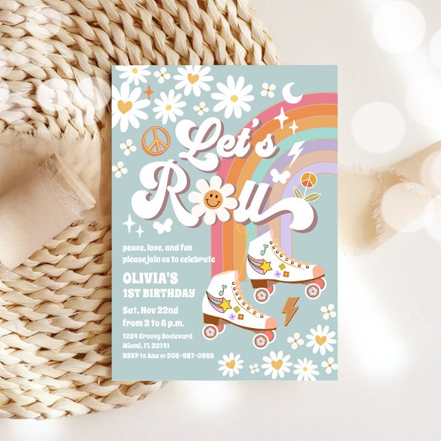 Convite Retro Roller Skates Birthday Invitation (Criador carregado)