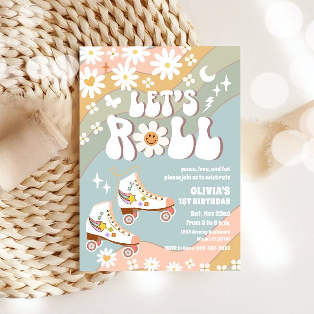 Convite Retro Roller Skating Birthday Invitation (Criador carregado)