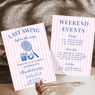 Convite Retro Rosa Último Balanço Antes da Raquete de Téni