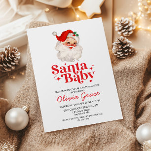 Convite Retro Santa Baby Festa de Bebê Natal