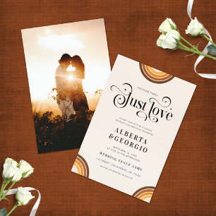 Convite Retro Script Boho Rainbow Nada Rico Apenas Amor