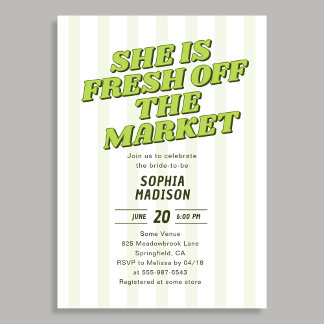 Convite Retro She Is Fresh Off The Market Bridal Shower