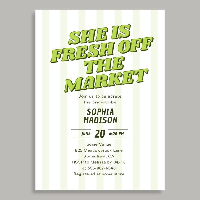 Convite Retro She Is Fresh Off The Market Bridal Shower (Criador carregado)