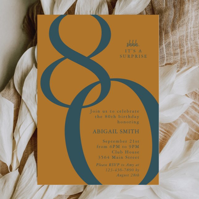 Convite Retro Shh It's a Surprise 80th Birthday Party (Criador carregado)