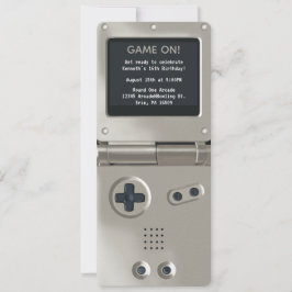 Convite Retro Silver Handheld Gaming Birthday Invitation