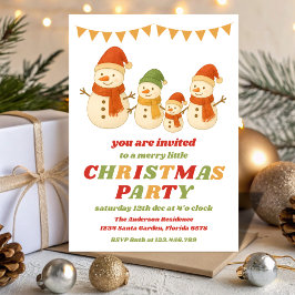 Convite Retro Snowman Editable Christmas Party