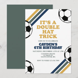 Convite Retro Soccer Duplo Hat Trick 6º Aniversário