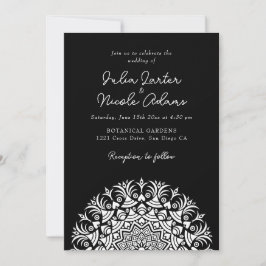 Convite Retro Spanish Abstract Floral Mandala Wedding