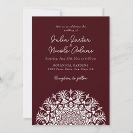 Convite Retro Spanish Abstract Floral Mandala Wedding